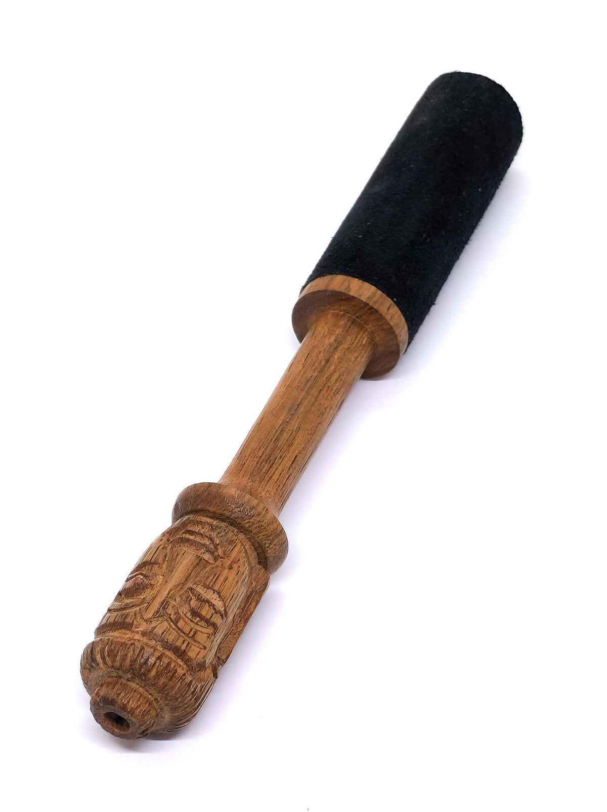 Wooden Mallet For Singing Bowls With Hand Carved Buddha
