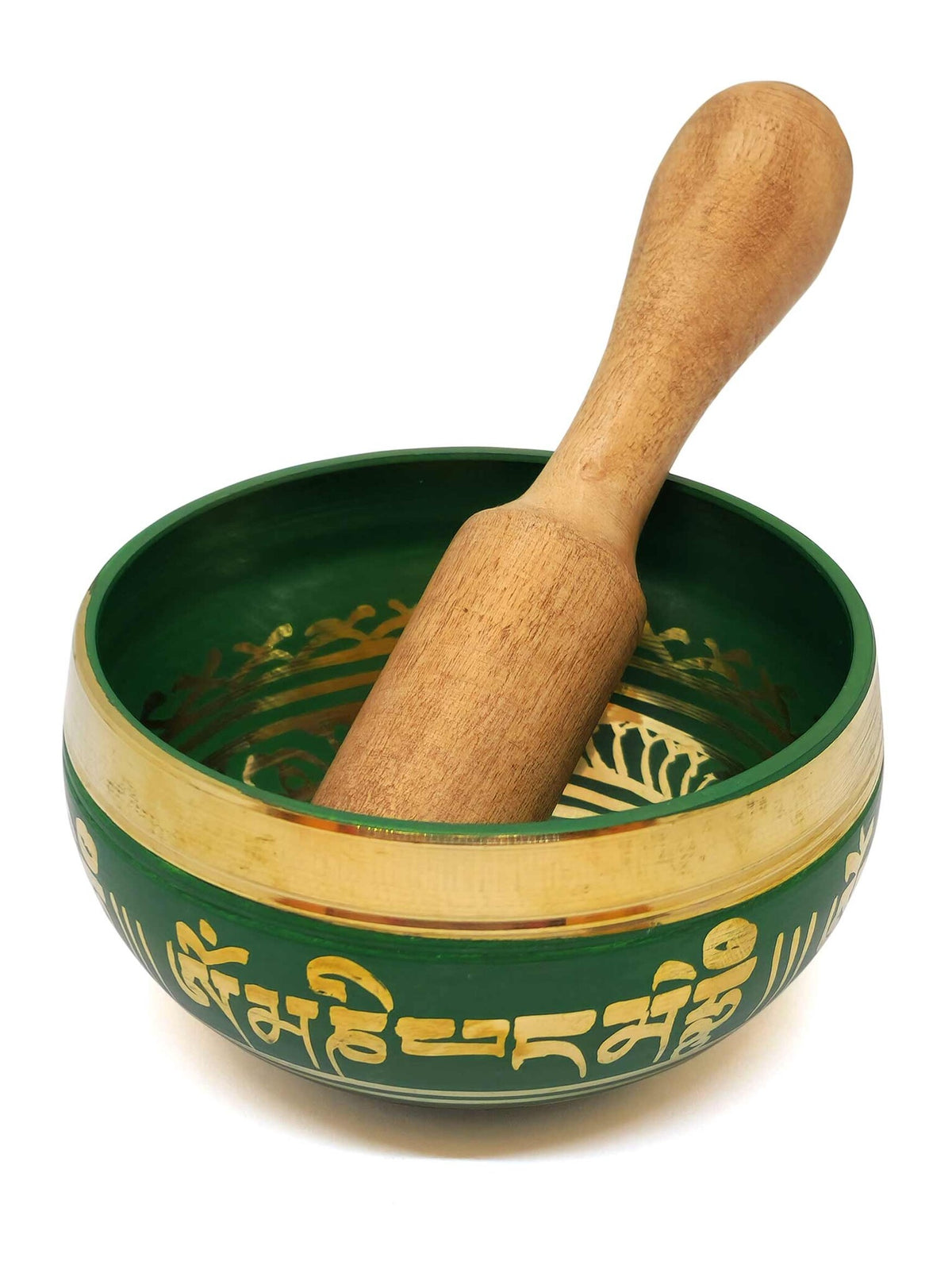 Tibetische Klangschale Om Mani Padme Hum, mit Holz-Klöppel, Ø 8cm, 180g