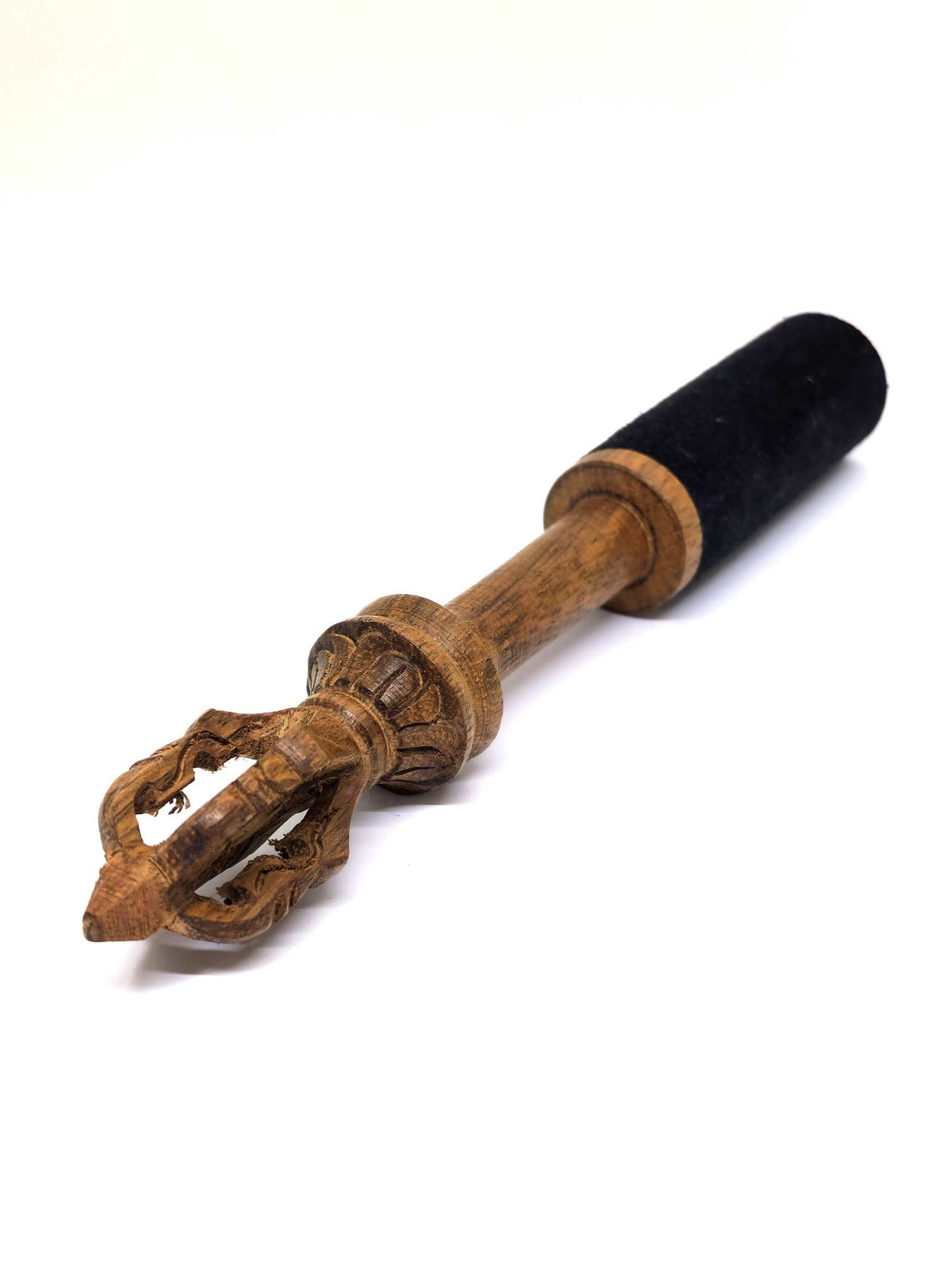 Wooden Mallet For Singing Bowls With Hand Carved Dorje