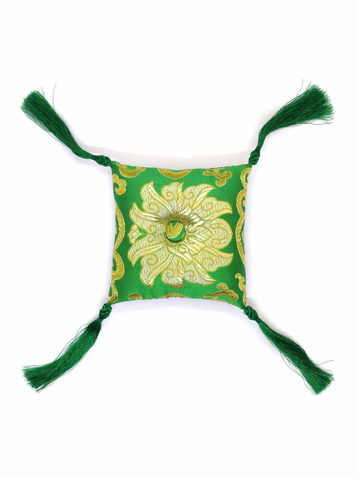 Singing Bowl Cushion Square, Green, 11 x 11 cm