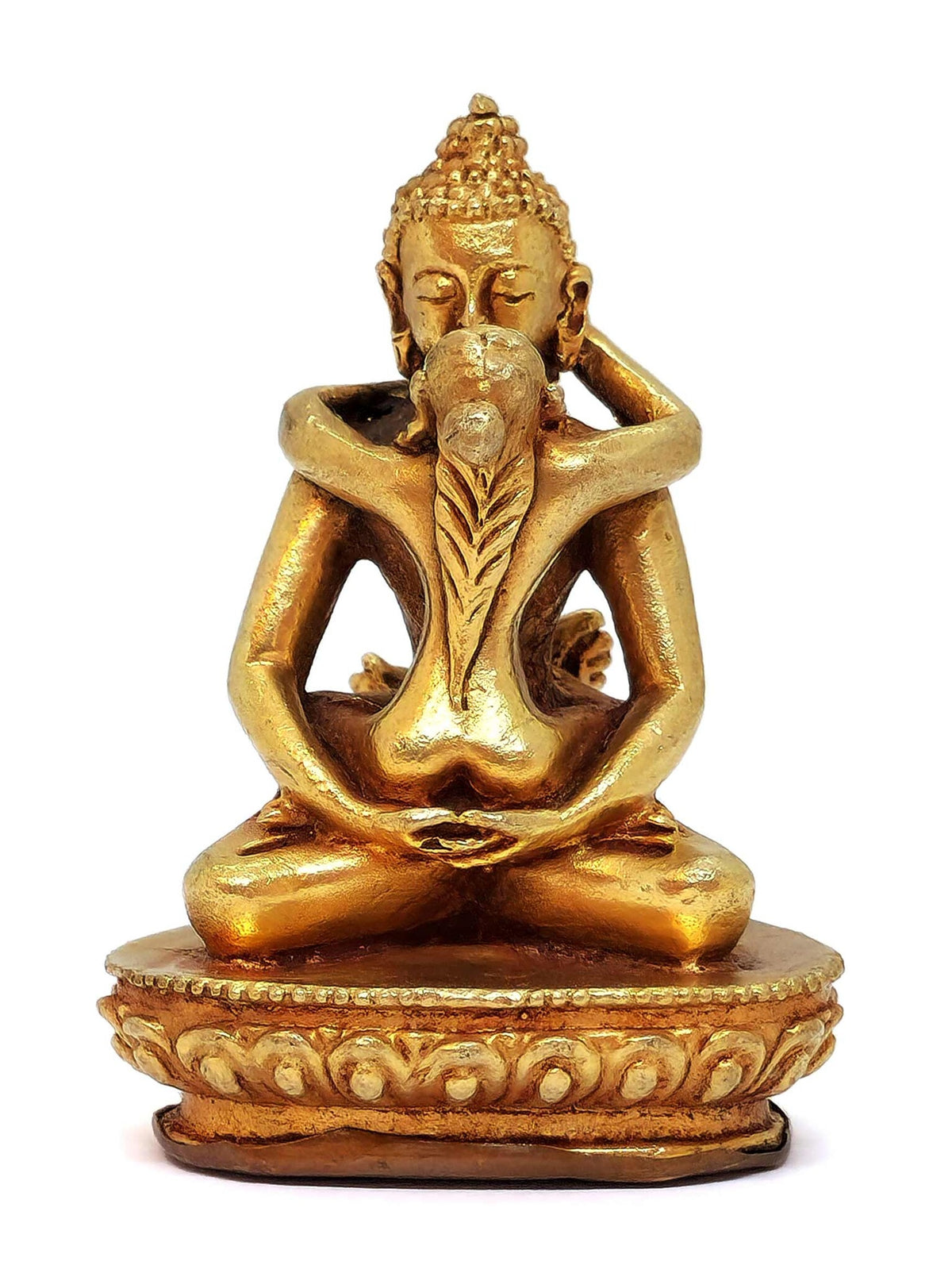 Petite statue tibétaine Kuntu Sangpo yab-yum, symbole de l'union de la sagesse et de la compassion, 6 cm