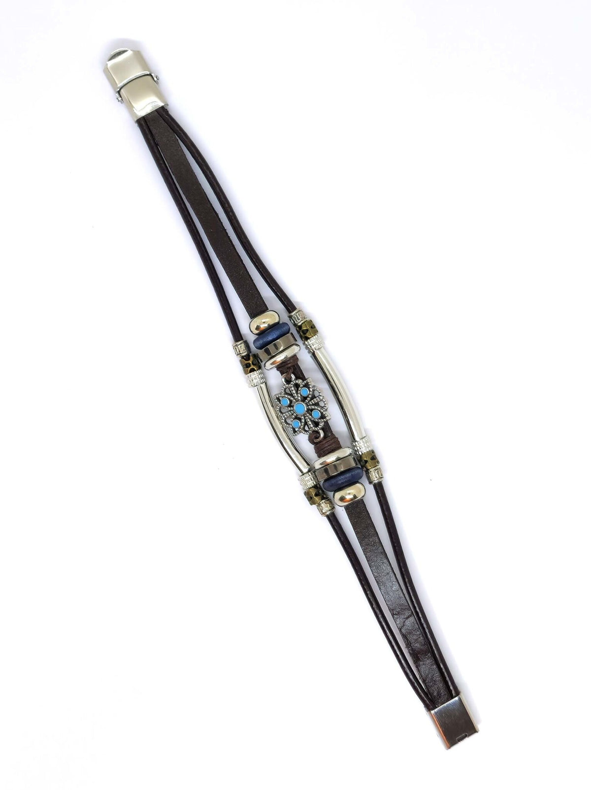 Lederarmband Lebensblume dunkelbraun