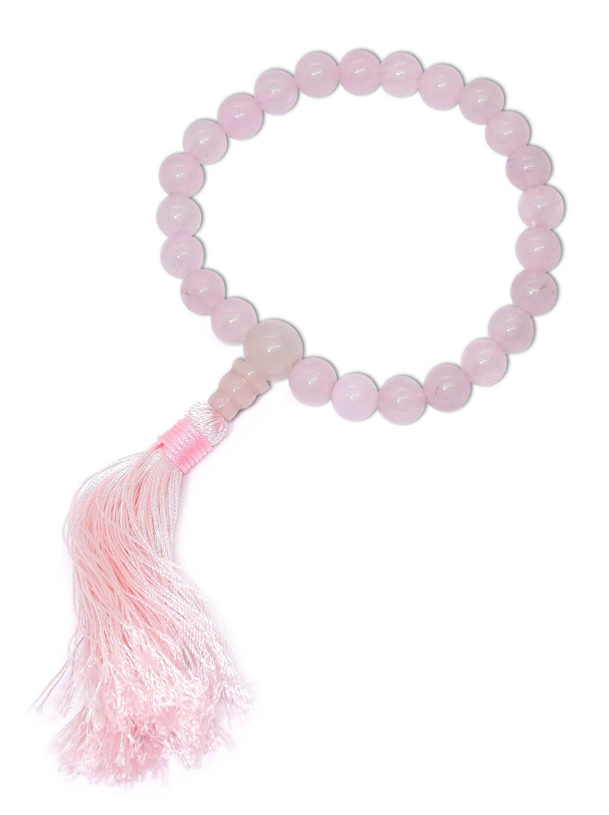 Bracelet mala de main en quartz rose, extensible