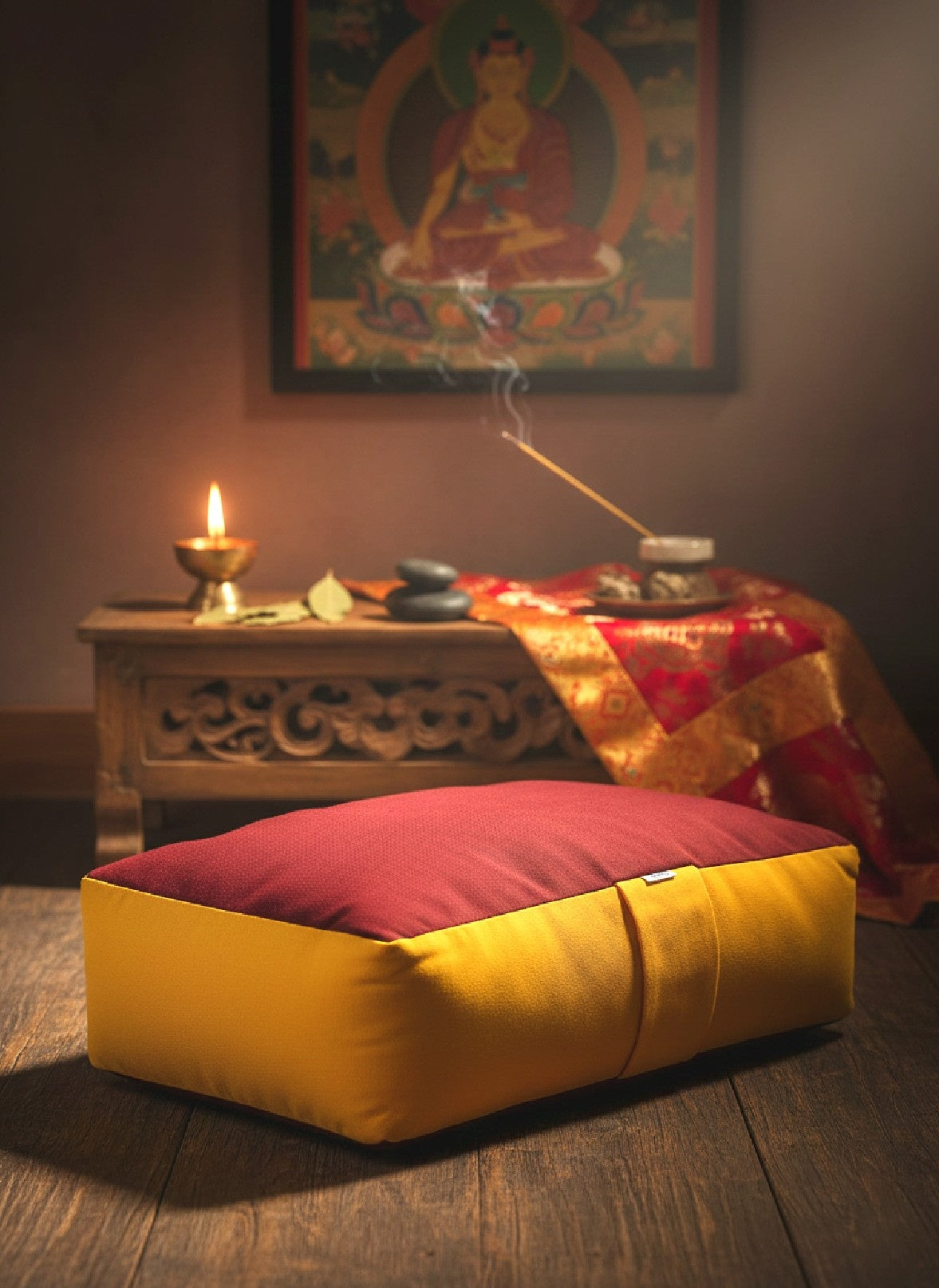 Meditation Cushion Handcrafted, 100% Cotton & Kapok, 30x18x9cm, 900g