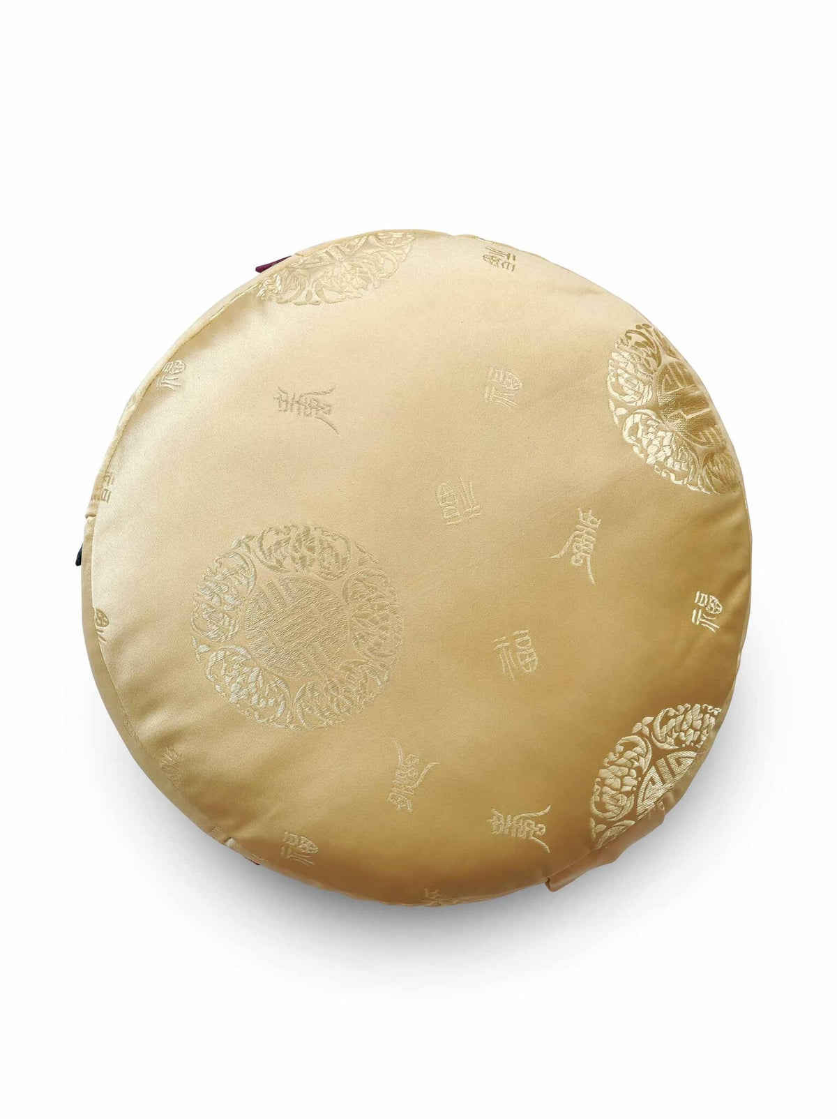 Tibetan Zafu Meditation Cushion, Made of Silk Brocade with Kapok Filling