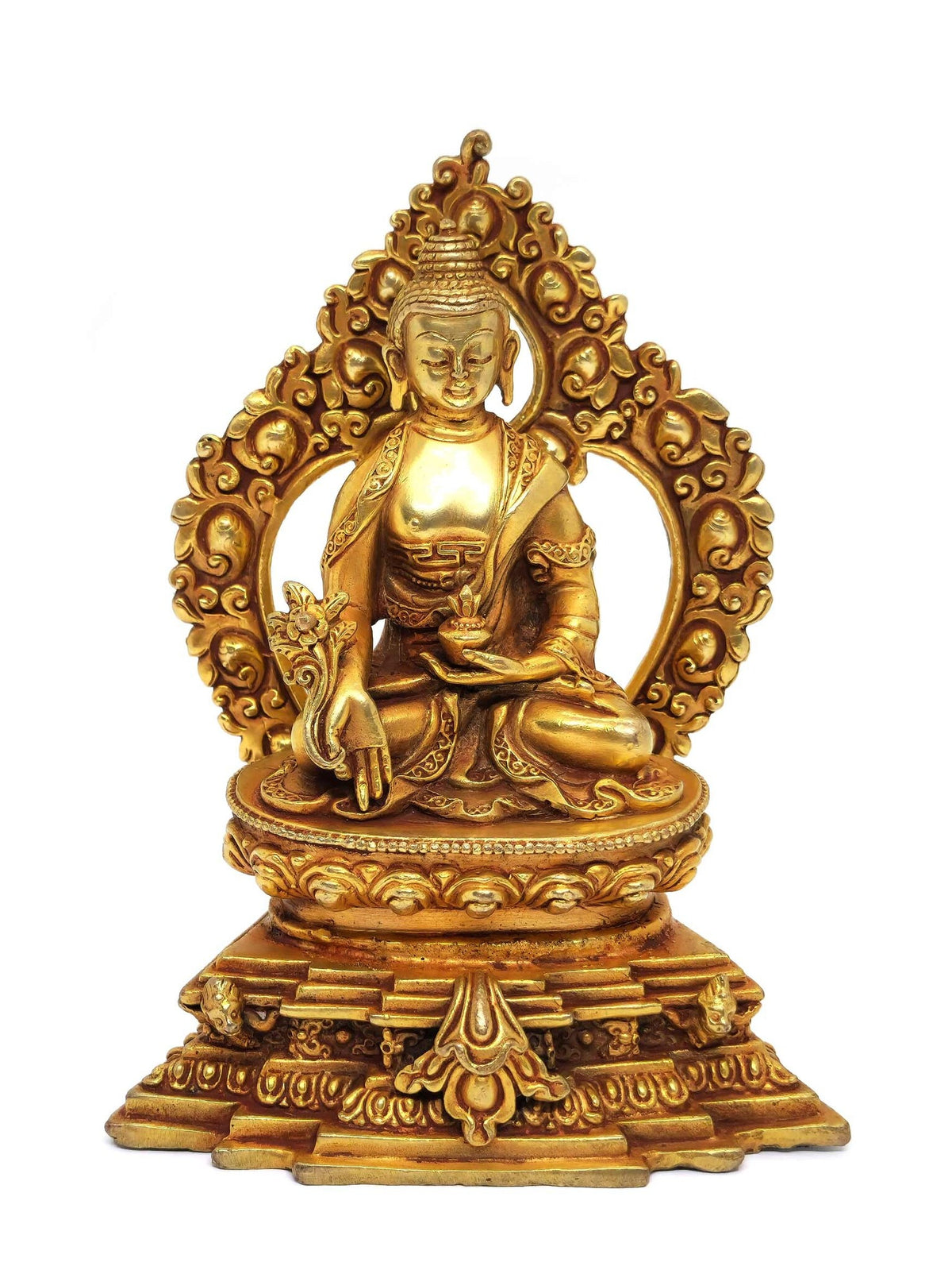 Medicine Buddha Statue with Throne