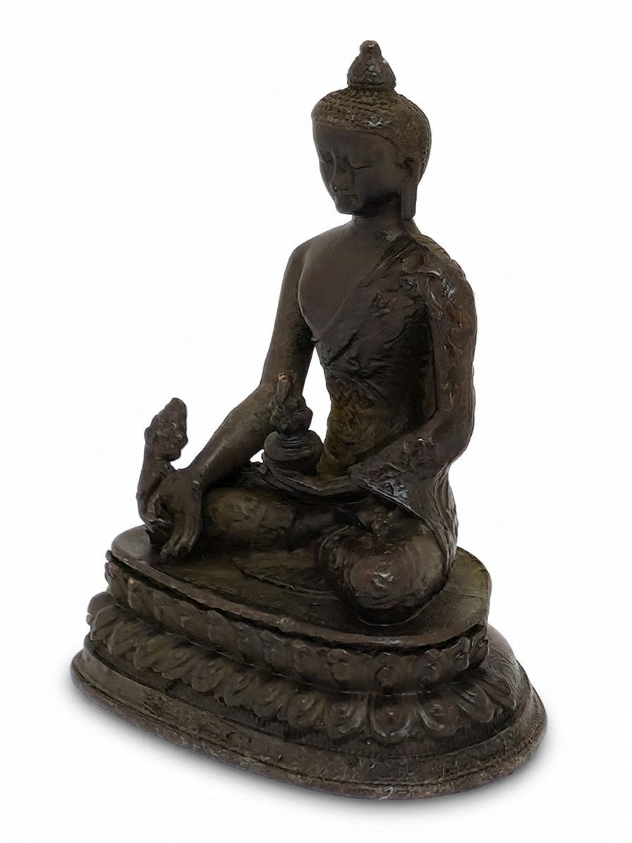 Medicine Buddha Statue Copper Vintage Dark Brown