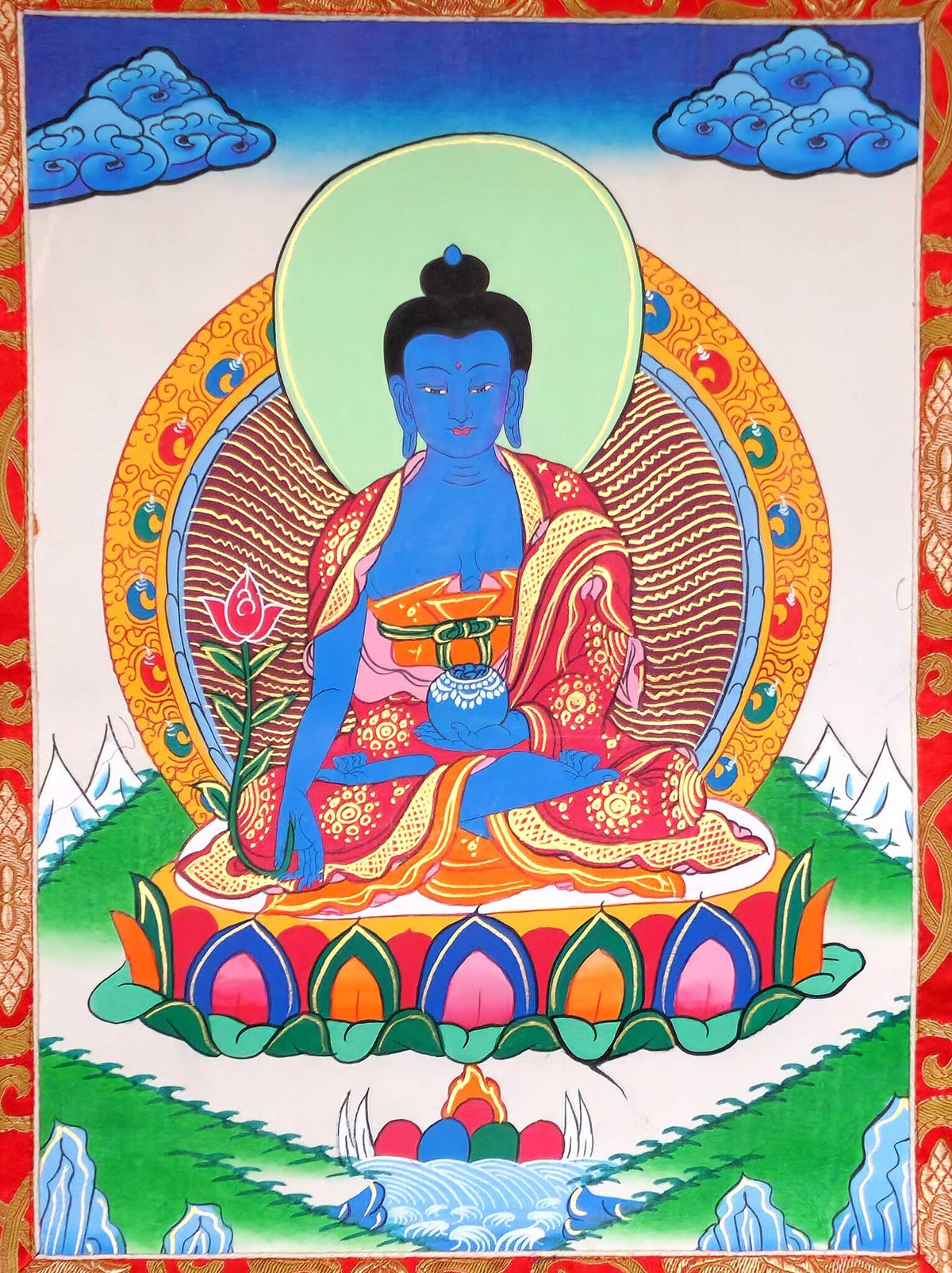 Tibetan Thangka Medicine Buddha 80 x 55 cm