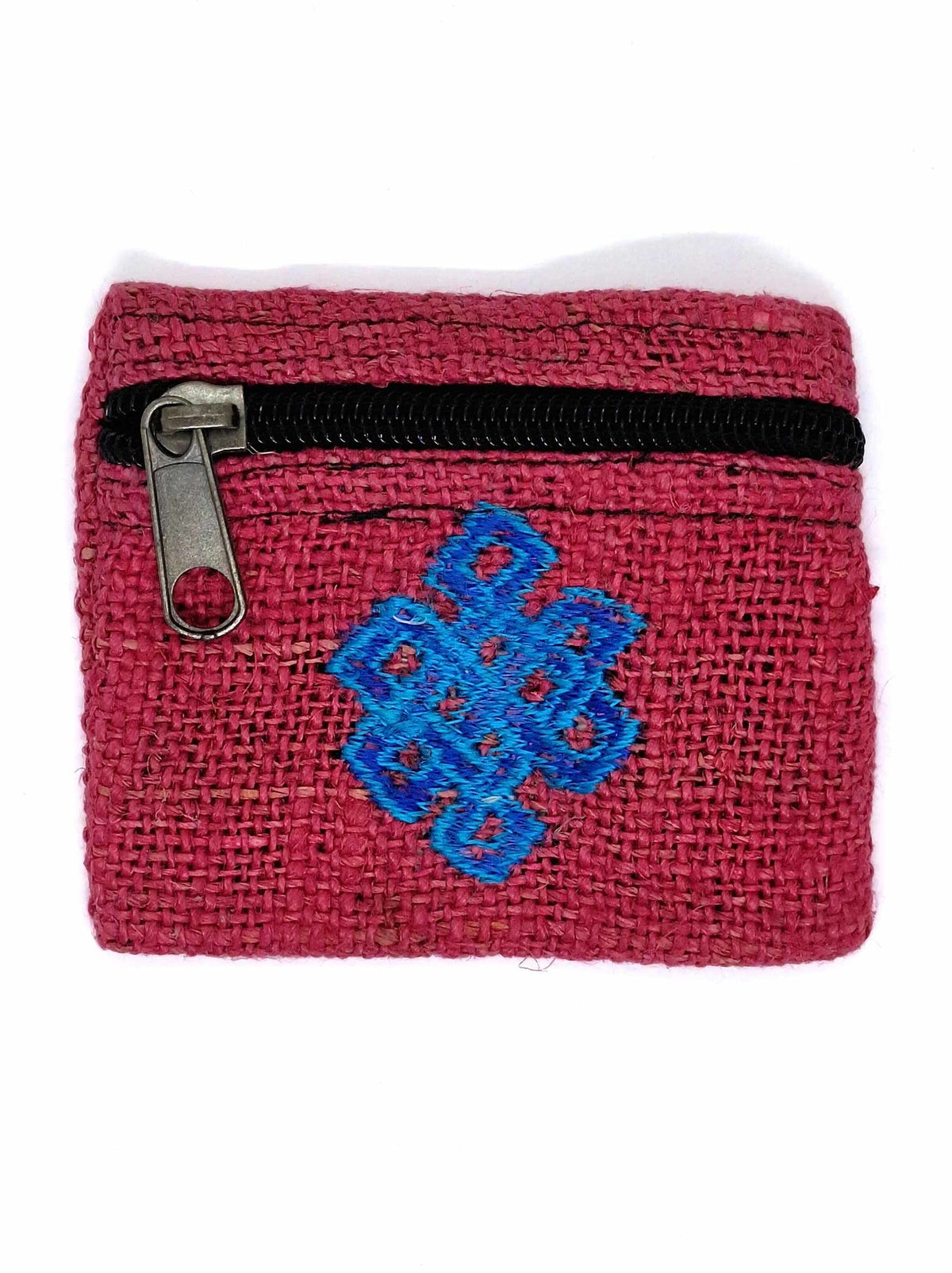 Porte-monnaie en chanvre avec broderie nœud sans fin