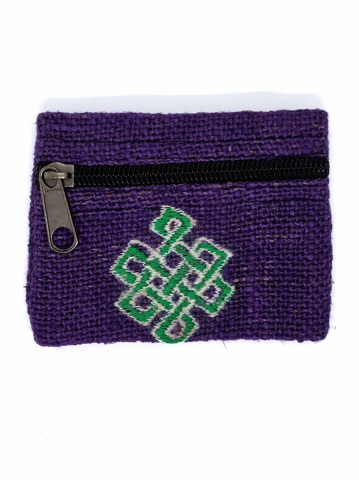 Porte-monnaie en chanvre avec broderie nœud sans fin