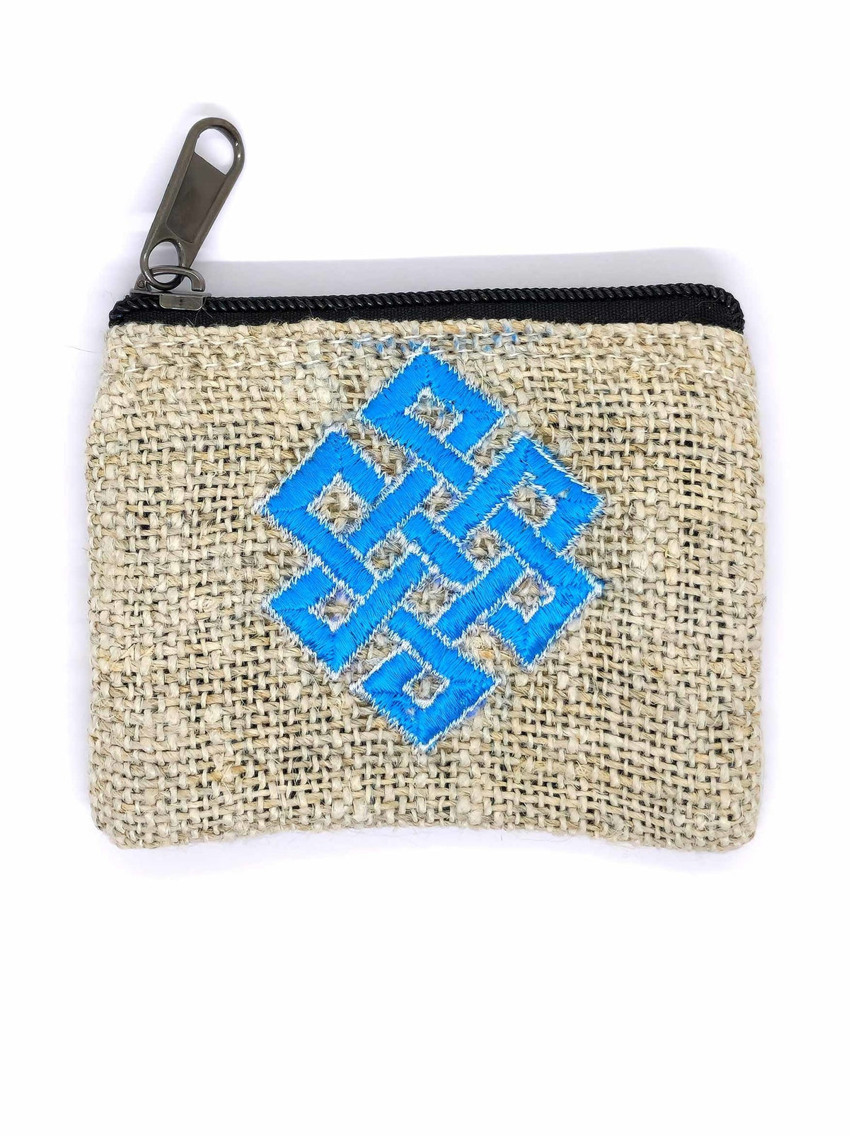Porte-monnaie en chanvre avec broderie nœud sans fin