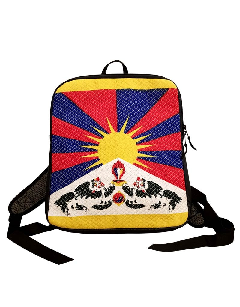 Tibetischer Laptop-Rucksack mit Flaggenmotiv, handgefertigt & bequem