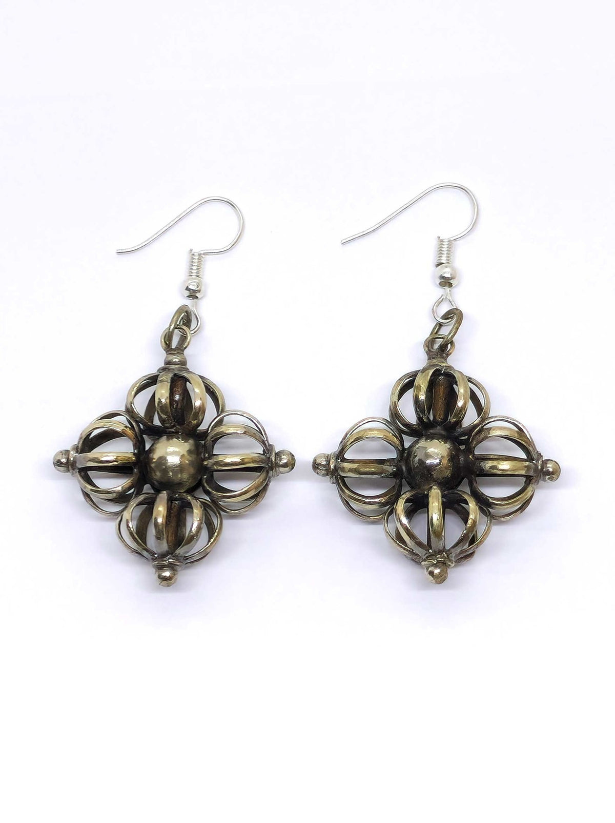 Tibetan Double Dorje Earrings, Vajra-Cross