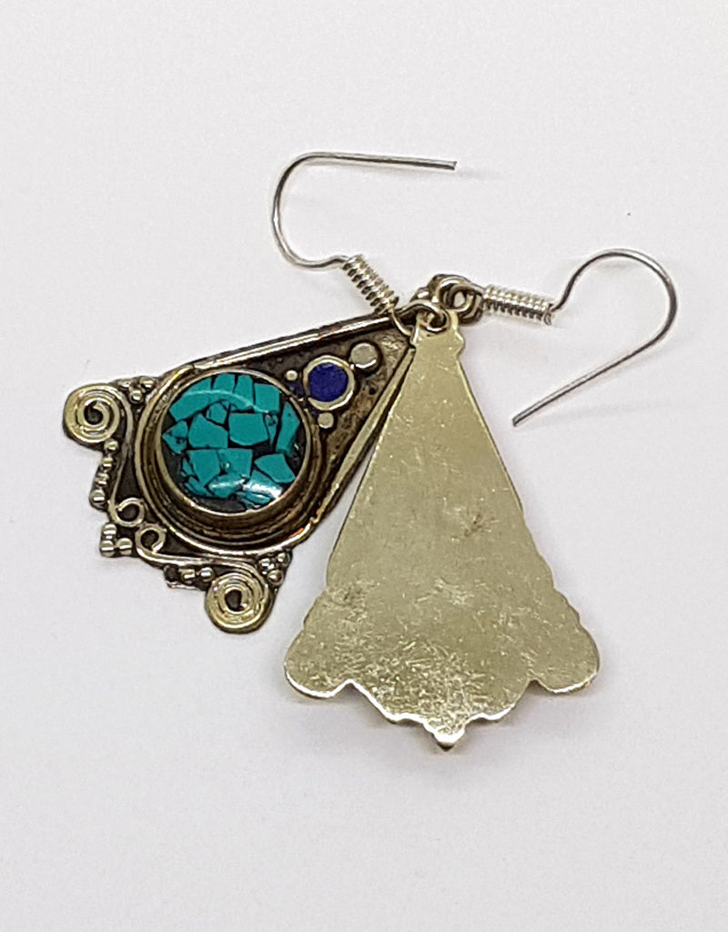 Copper Triangle Earrings With Stone