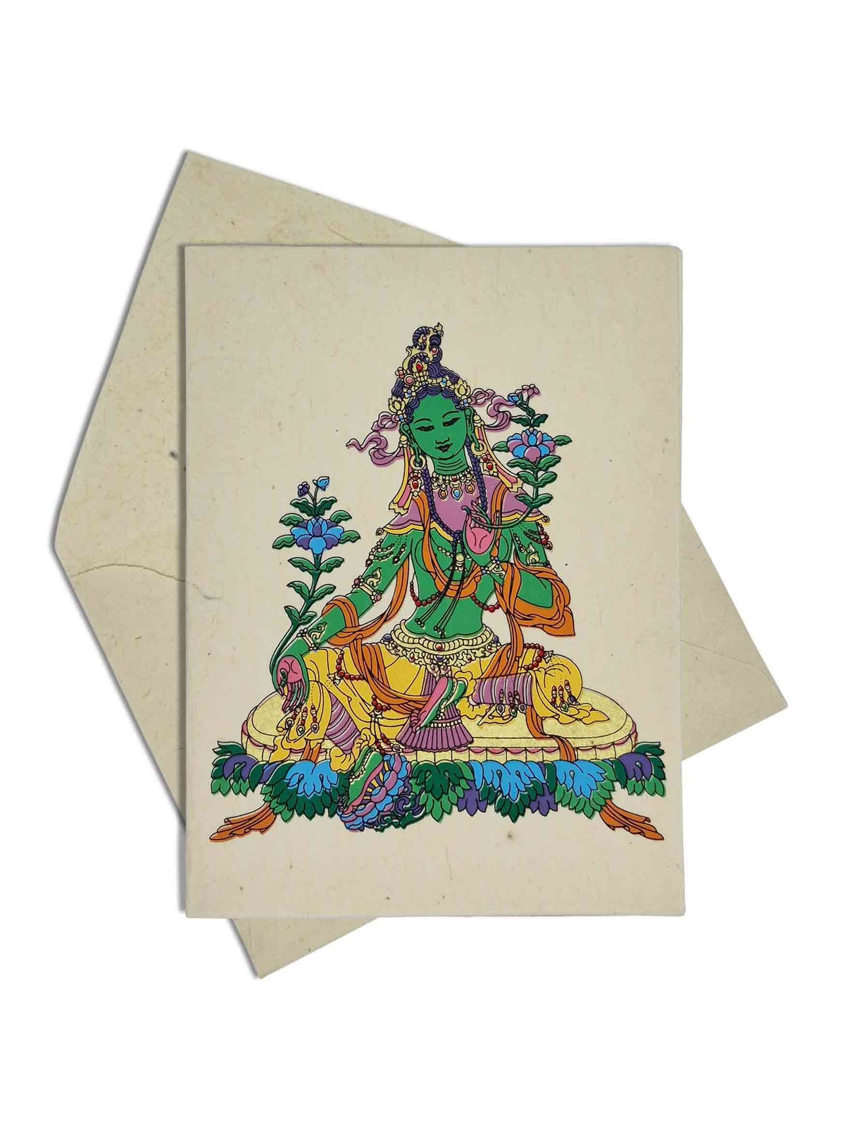 Tibetan Greeting Card Green Tara