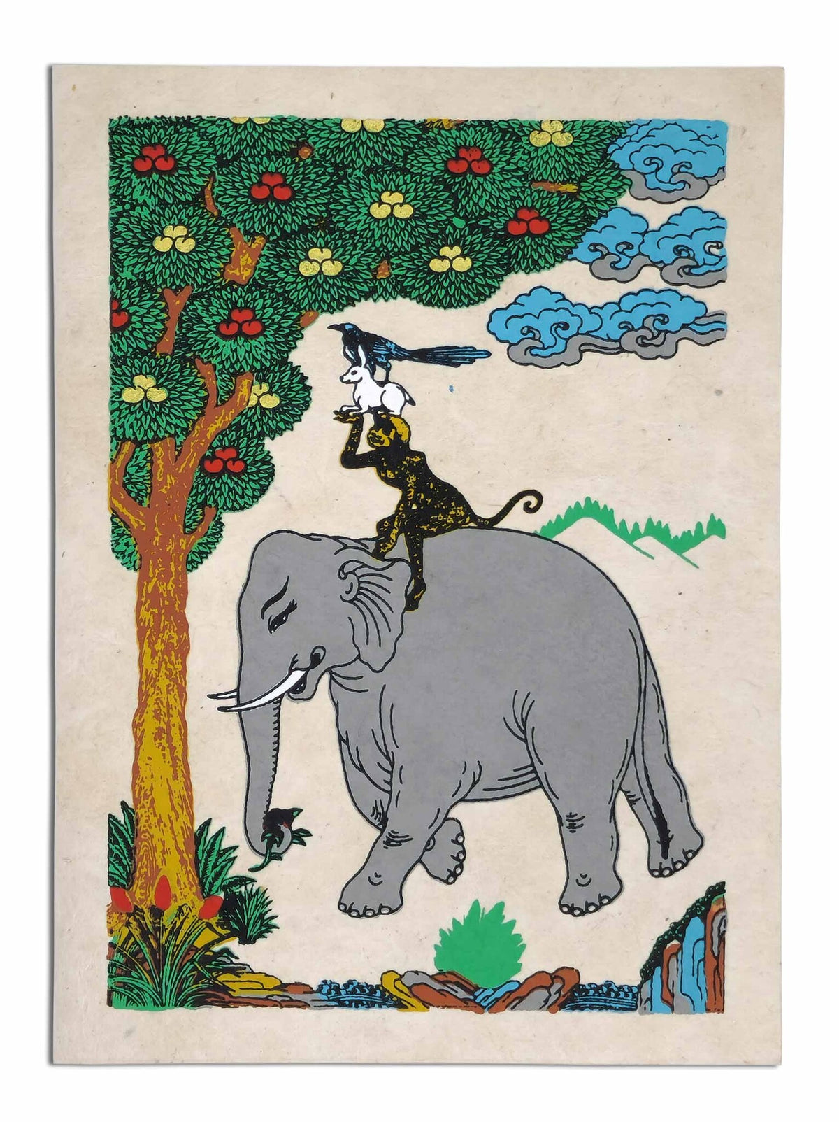 Tibetan Greeting Card "The Four Harmonious Friends"