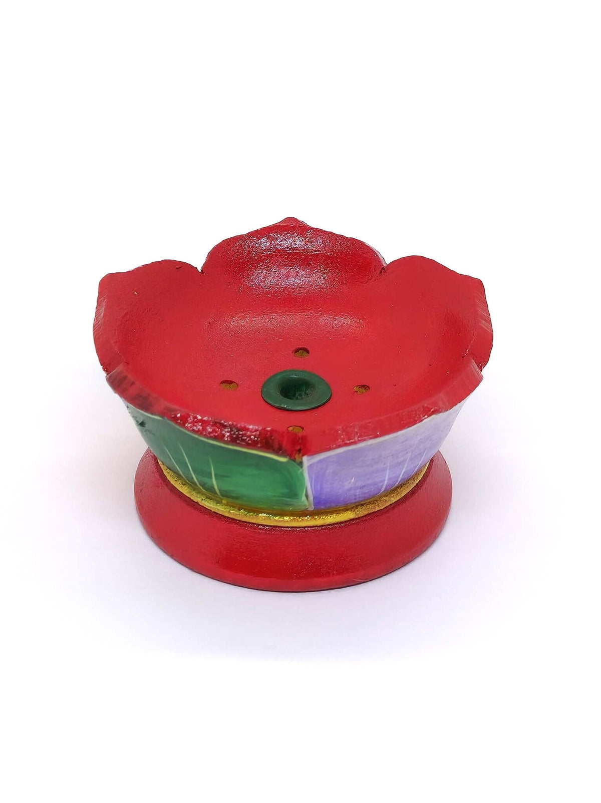 Tibetan Wooden Incense Holder Lotus Mini
