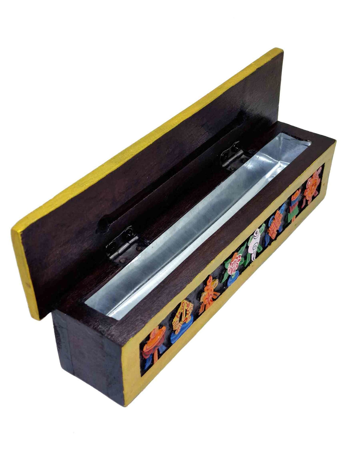 Tibetischer Räucherstäbchenhalter 8 Glückssymbole aus Holz