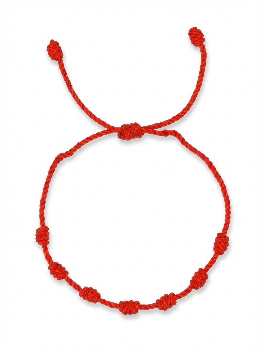 Bracelet porte-bonheur tibétain à 7 nœuds tressé à la main
