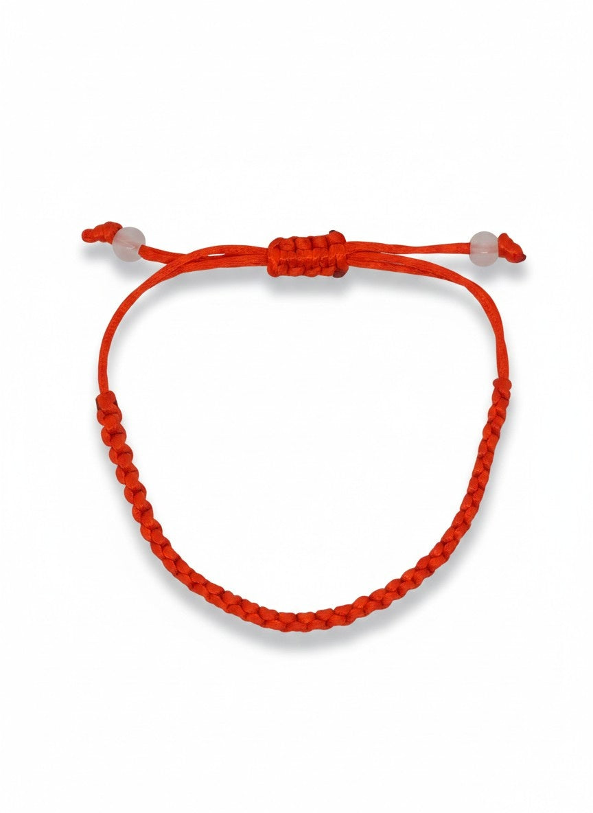 Bracelet porte-bonheur tibétain rouge tressé à la main réglable