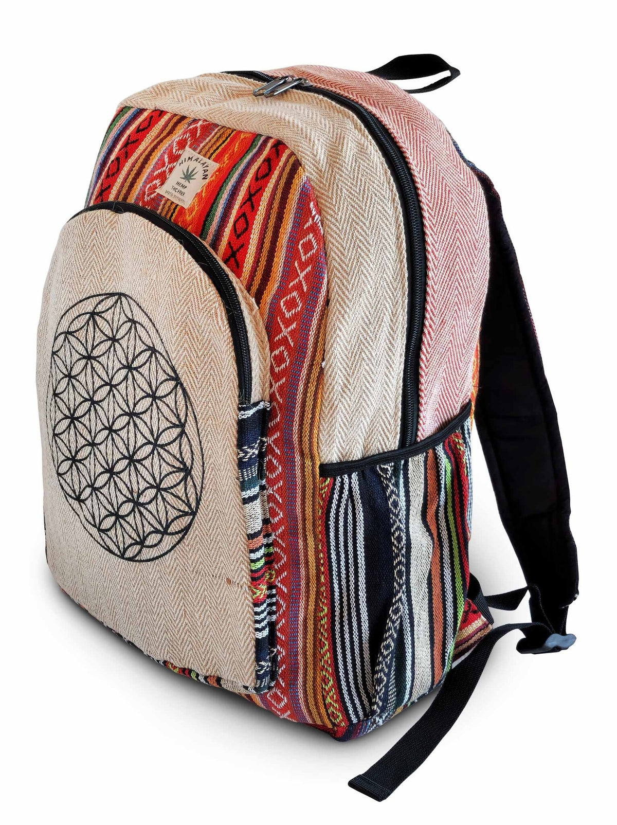 Sac à dos fleur de vie en chanvre et coton