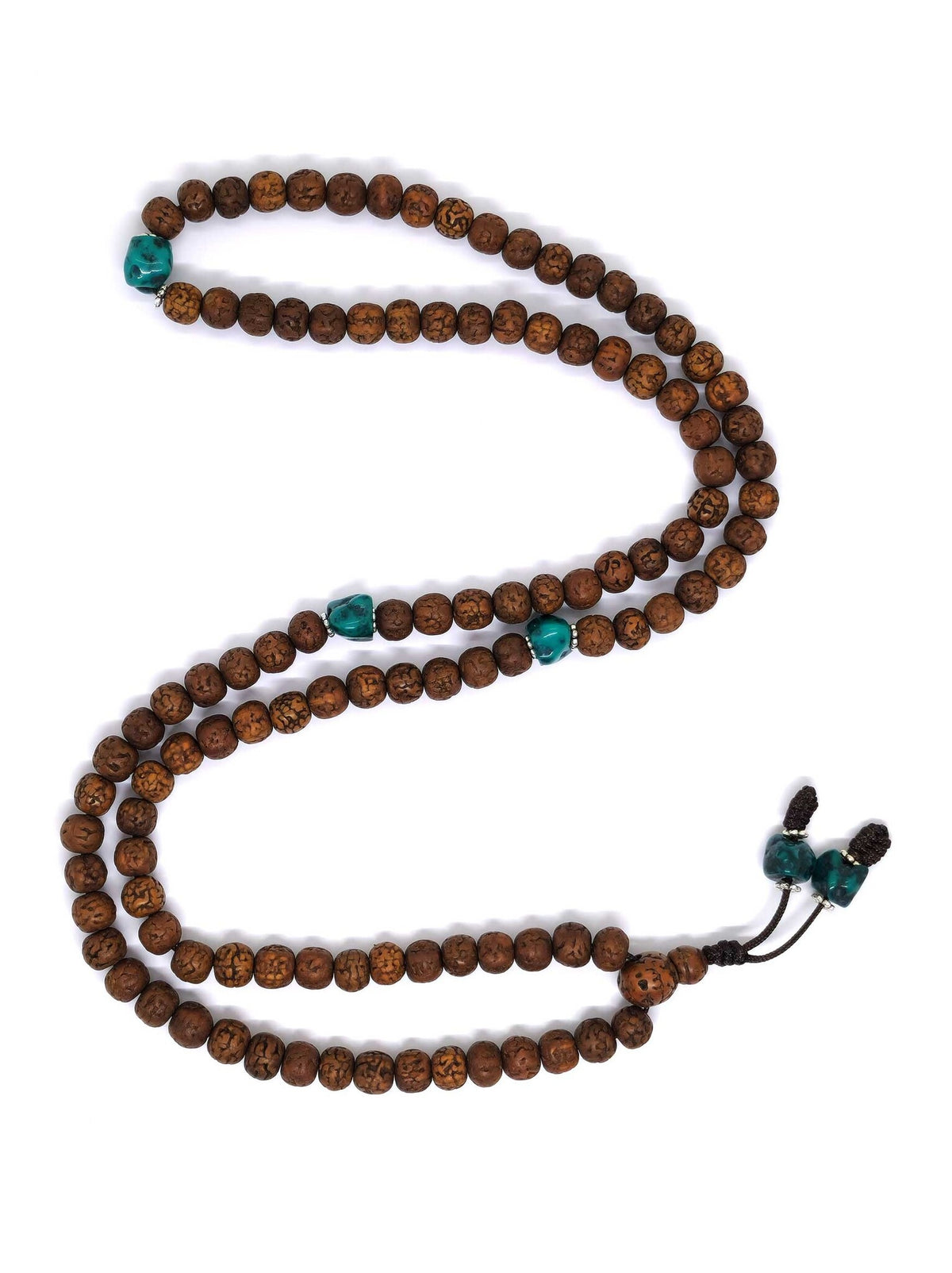 Tibetan Prayer Beads Japa Mala, Grated Rudraksha Seeds with Spacer