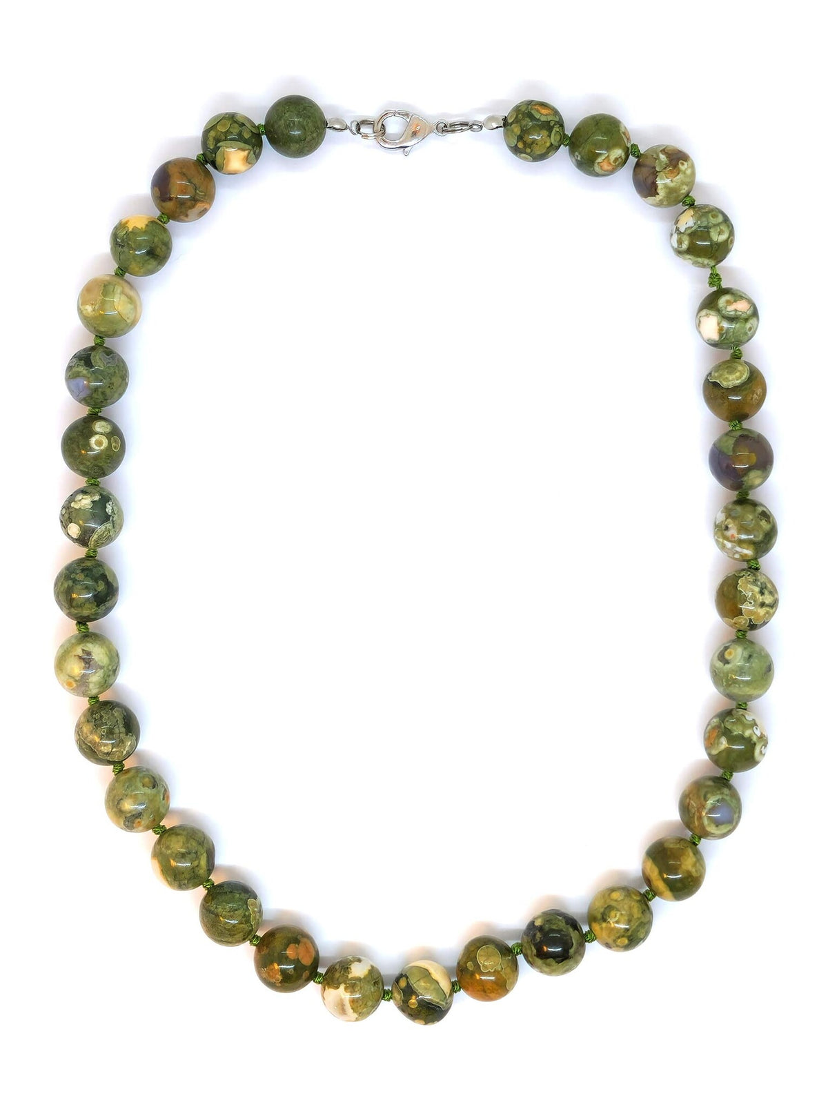 Ryolith Halskette mit 12 mm Kugeln, Harmonie und Erdung in natürlicher Schönheit