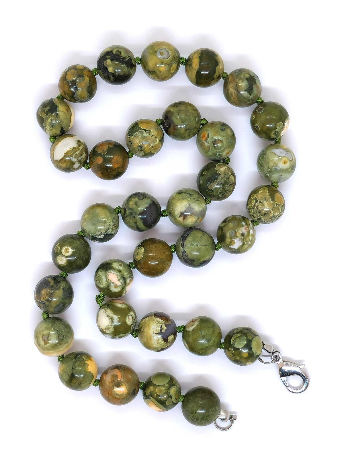 Ryolith Halskette mit 12 mm Kugeln, Harmonie und Erdung in natürlicher Schönheit