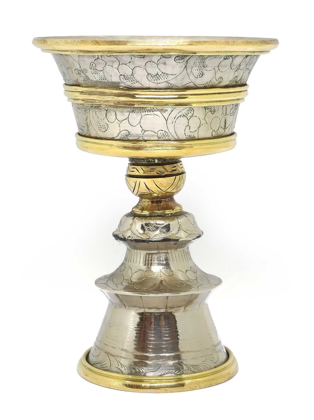 Tibetische Butterlampe aus Messing, 11cm
