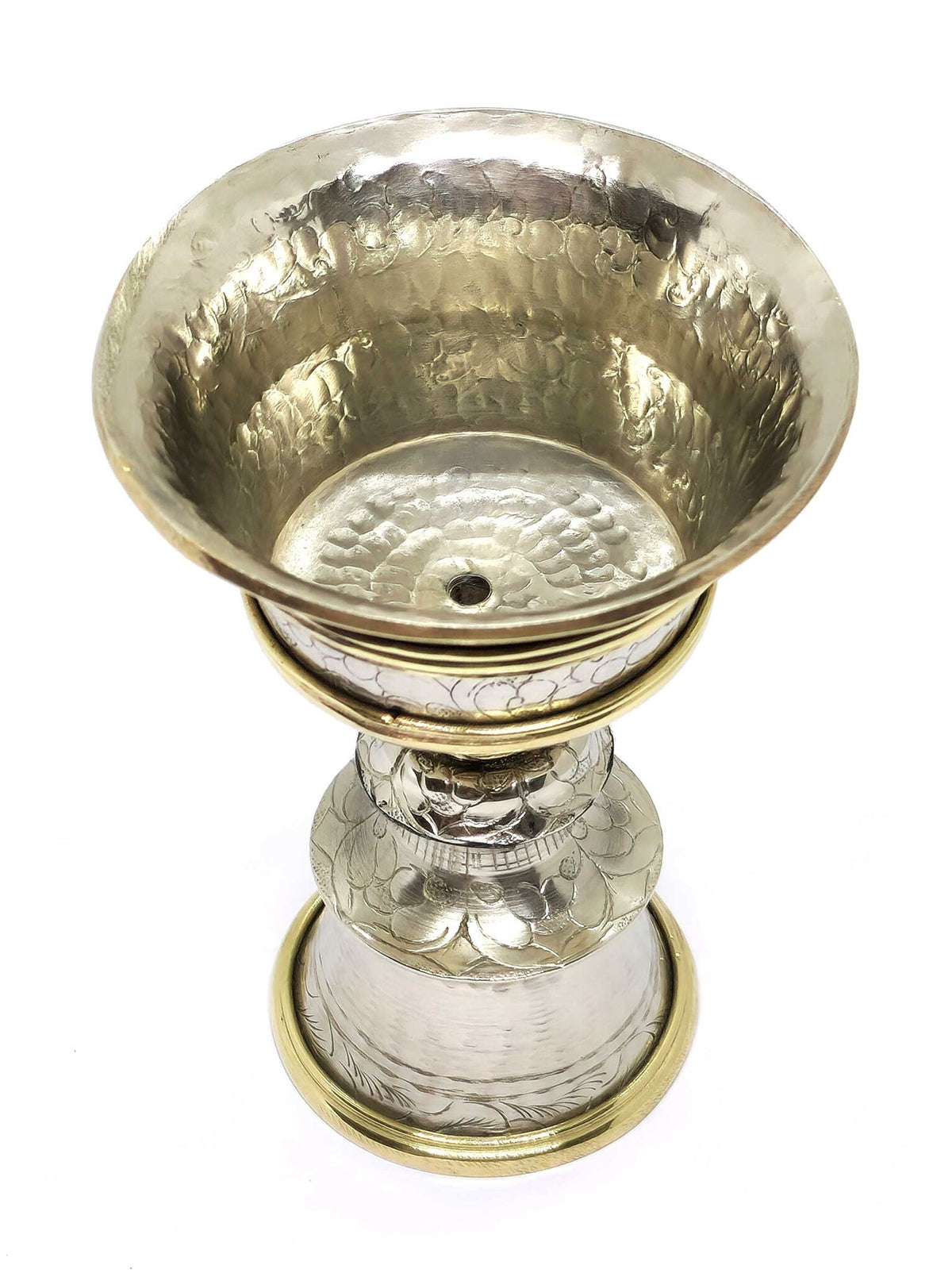 Tibetische Butterlampe aus Messing, 11cm