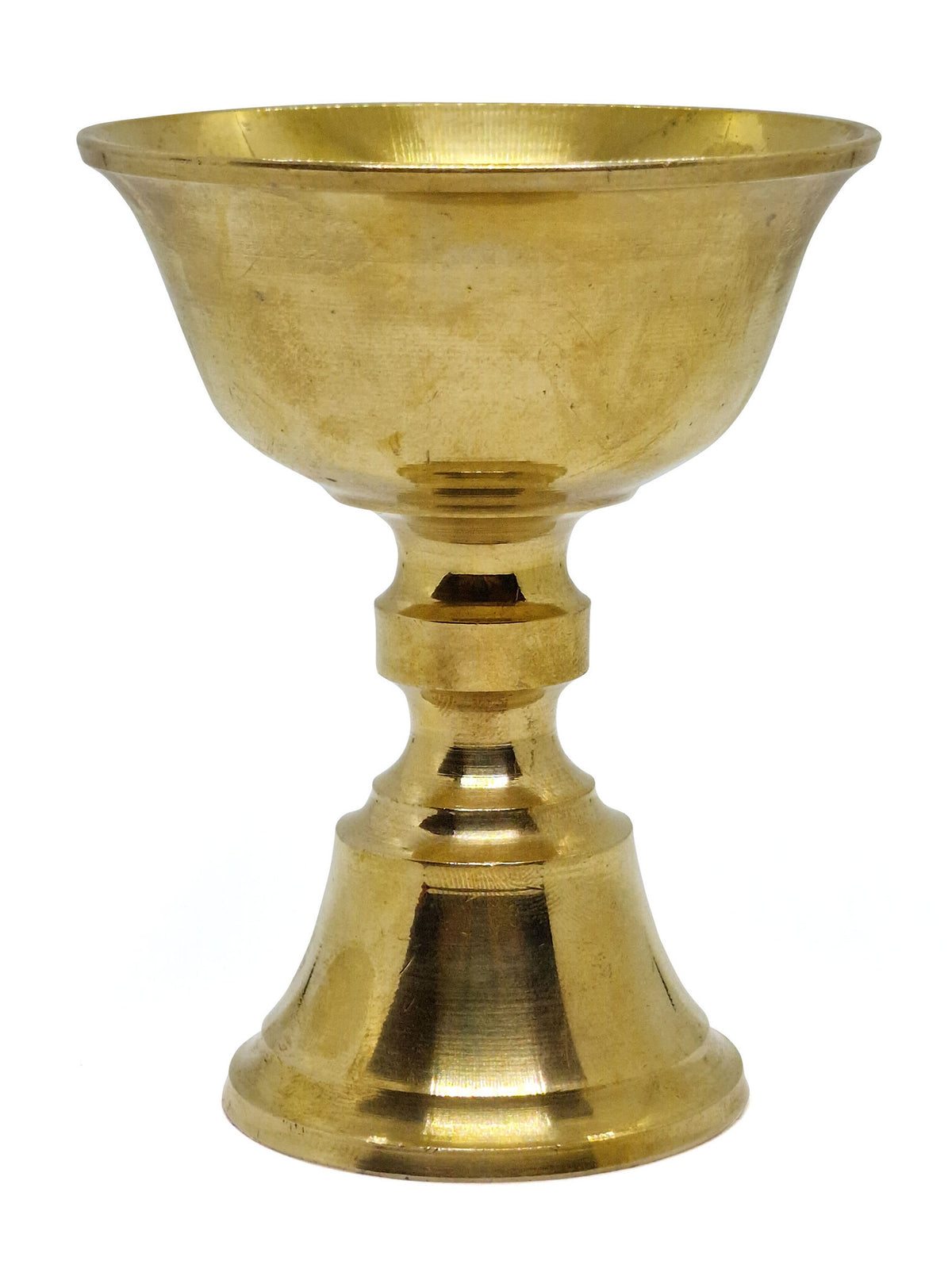Tibetische Butterlampe aus Messing, Handgefertigter Lichtspender für Ritual und Alltag, 9.5 cm