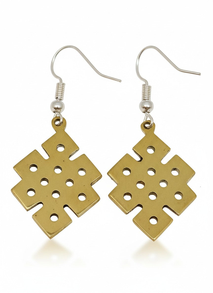 Tibetan Endless Knot Earrings Turquoise Handcrafted