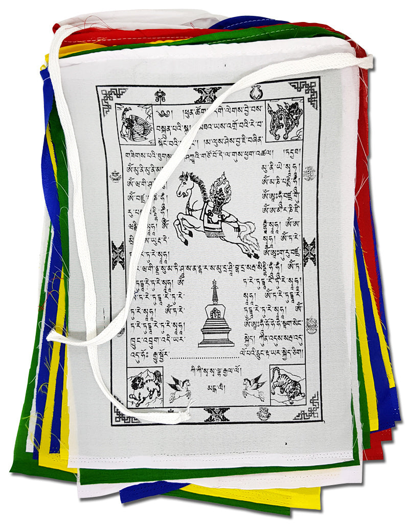 Drapeaux de prière tibétains en polyester, XXL, 32 x 42 cm, 1,5 à 8 mètres