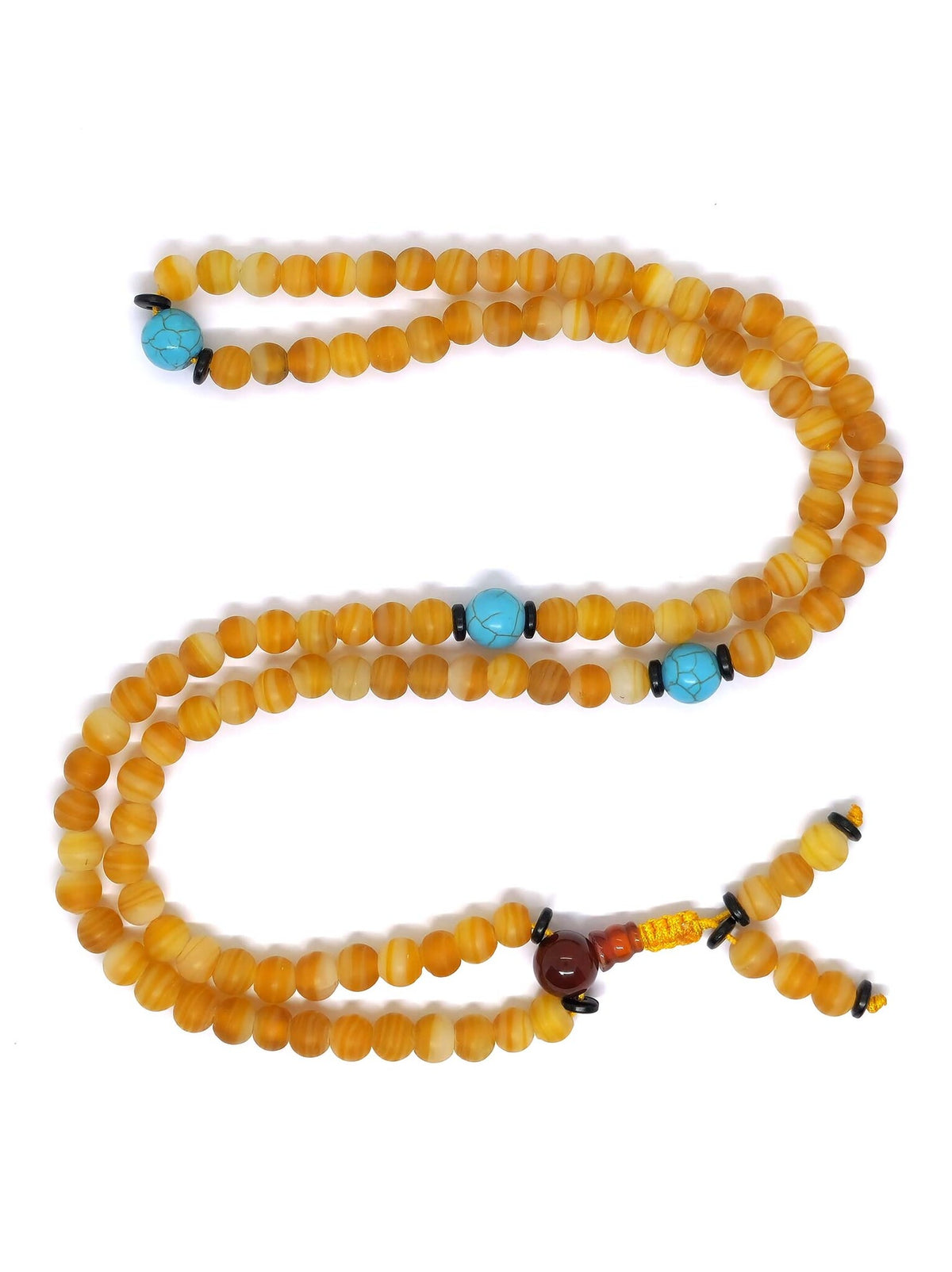 Tibetan Prayer Beads Agate Stone Mala with Turquoise Spacers