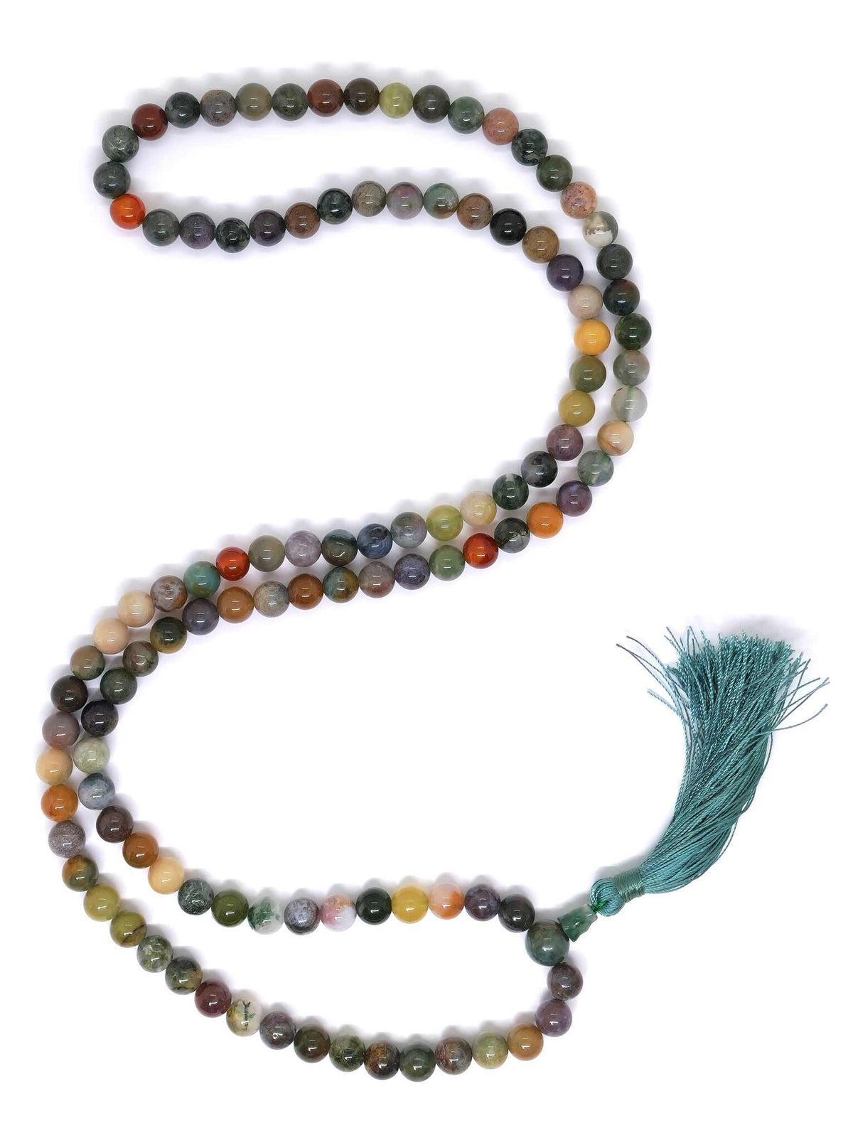 Tibetan Prayer Beads Japa Mala Mixed Agate Stones, with Tassel