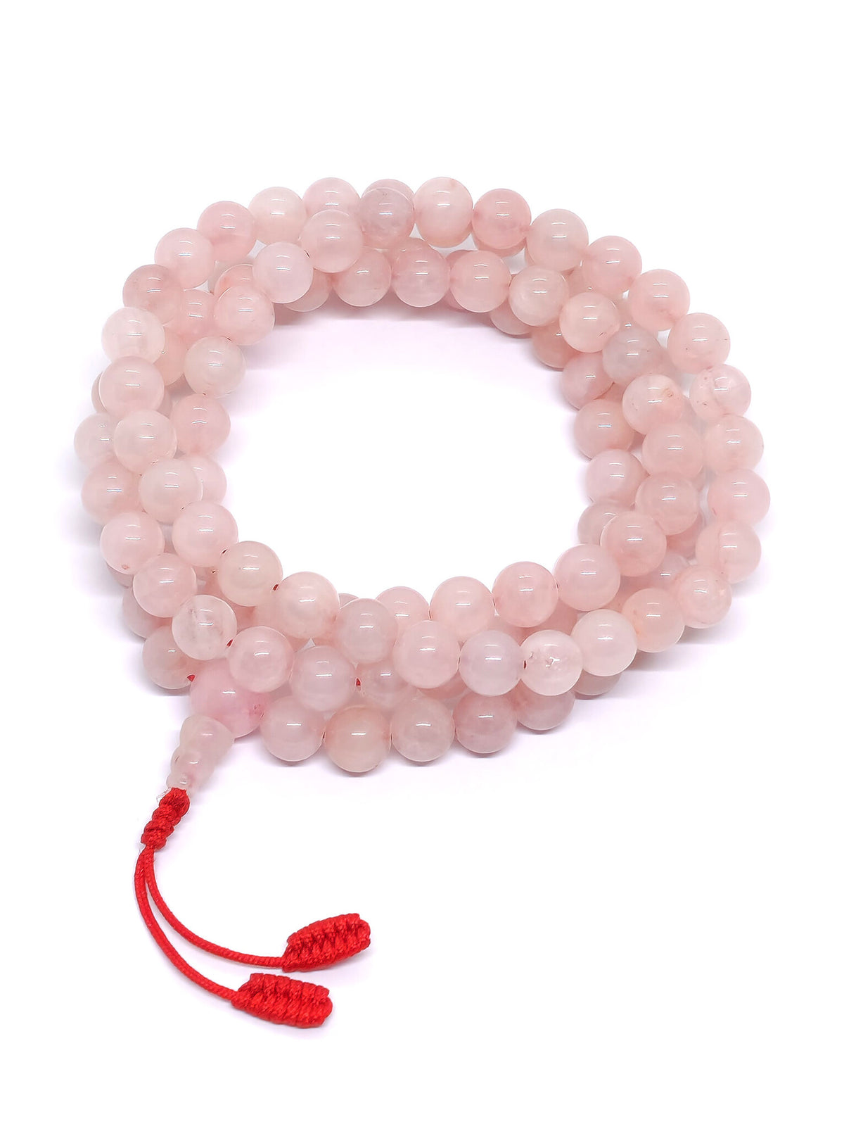 Tibetan prayer beads, rose quartz