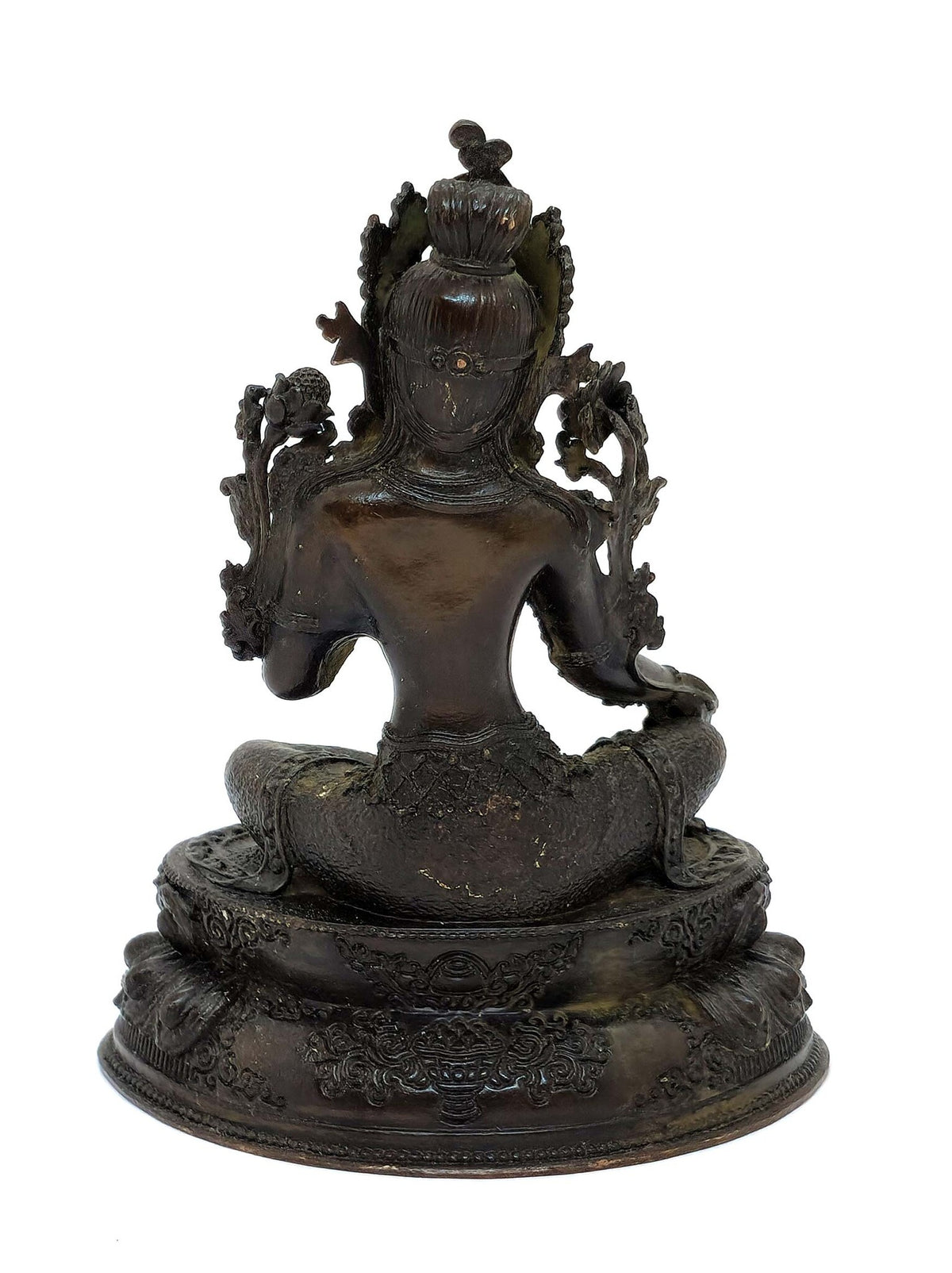 Statua tibetana di Tara Verde in rame, simbolo di protezione e compassione, 9.5 cm