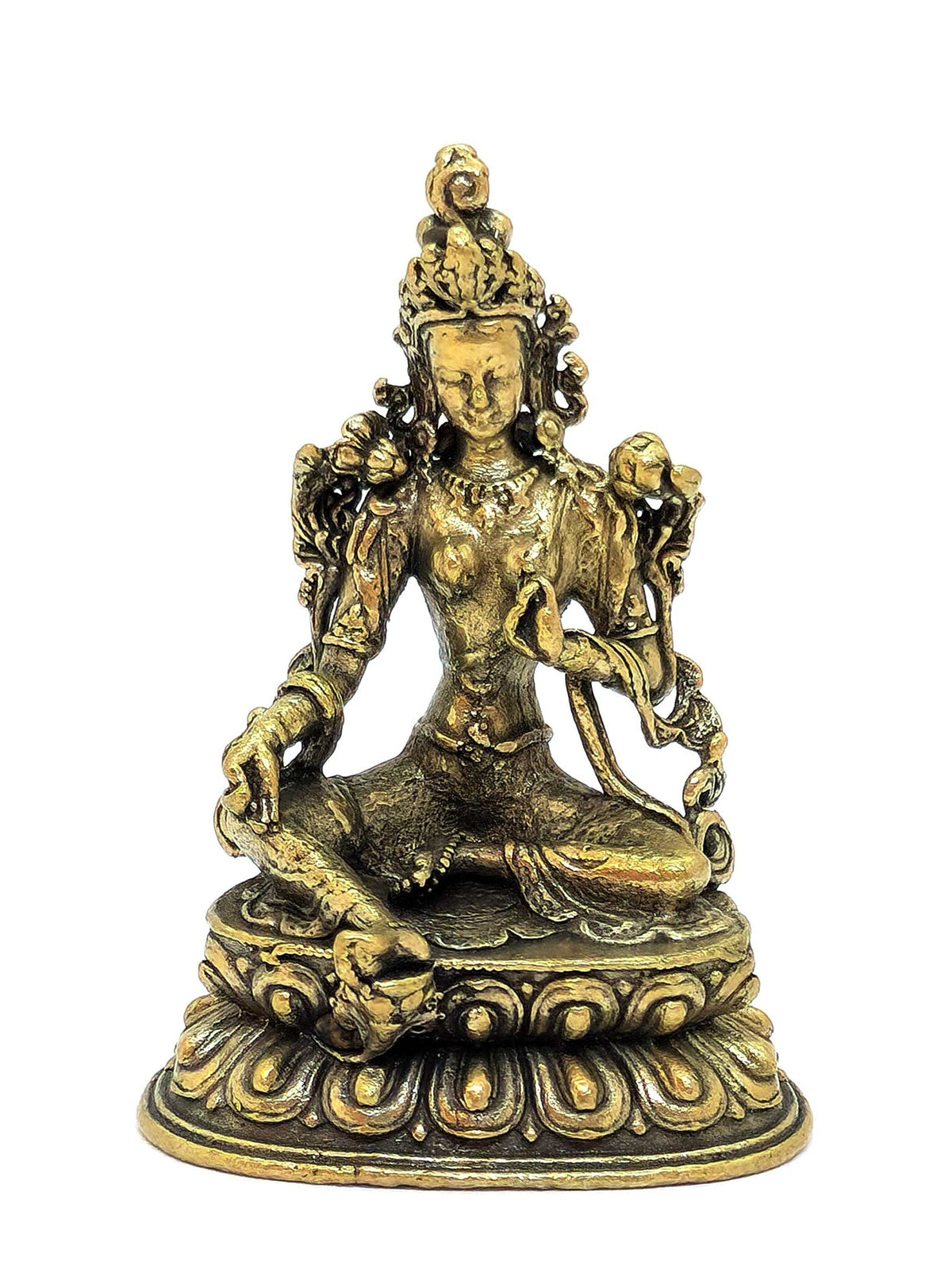 Small Green Tara Statue, Symbol of Feminine Wisdom, Protection & Compassion, 5 cm