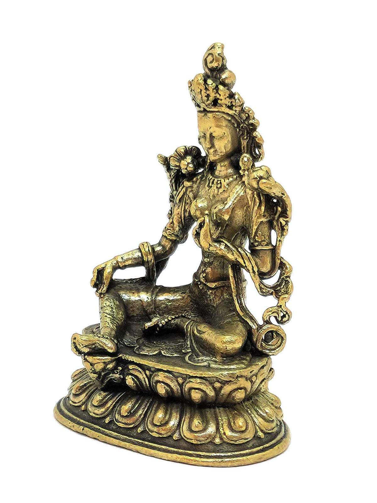 Small Green Tara Statue, Symbol of Feminine Wisdom, Protection & Compassion, 5 cm