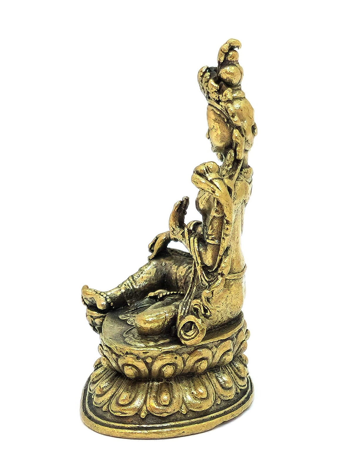 Kleine Grüne Tara Statue aus Messing, Symbol weiblicher Weisheit, Schutz und Mitgefühl, 5 cm
