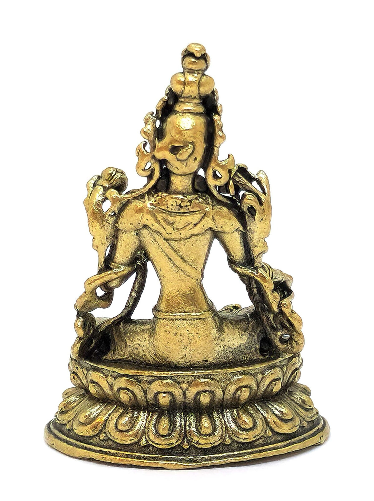 Kleine Grüne Tara Statue aus Messing, Symbol weiblicher Weisheit, Schutz und Mitgefühl, 5 cm
