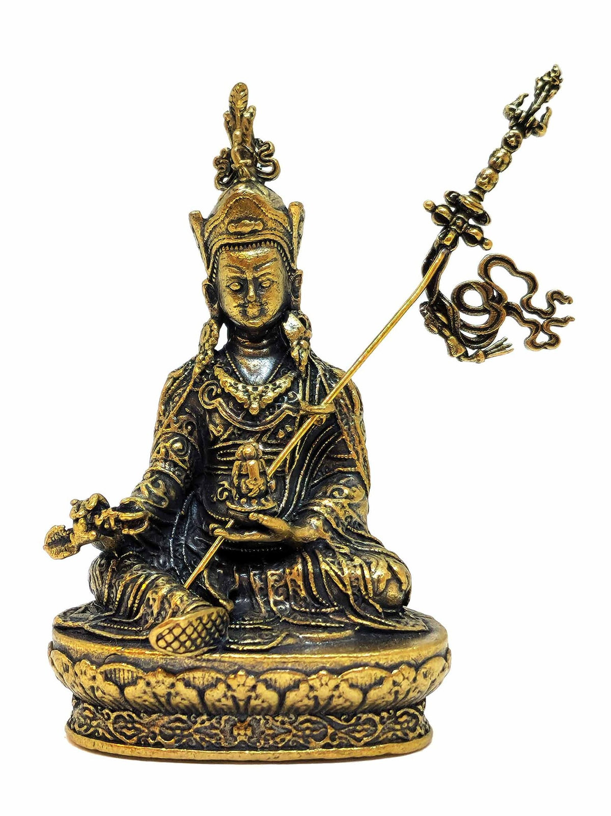 Tibetan Guru Rinpoche Statue in Copper, Symbol of Wisdom and Protection, 6.5cm