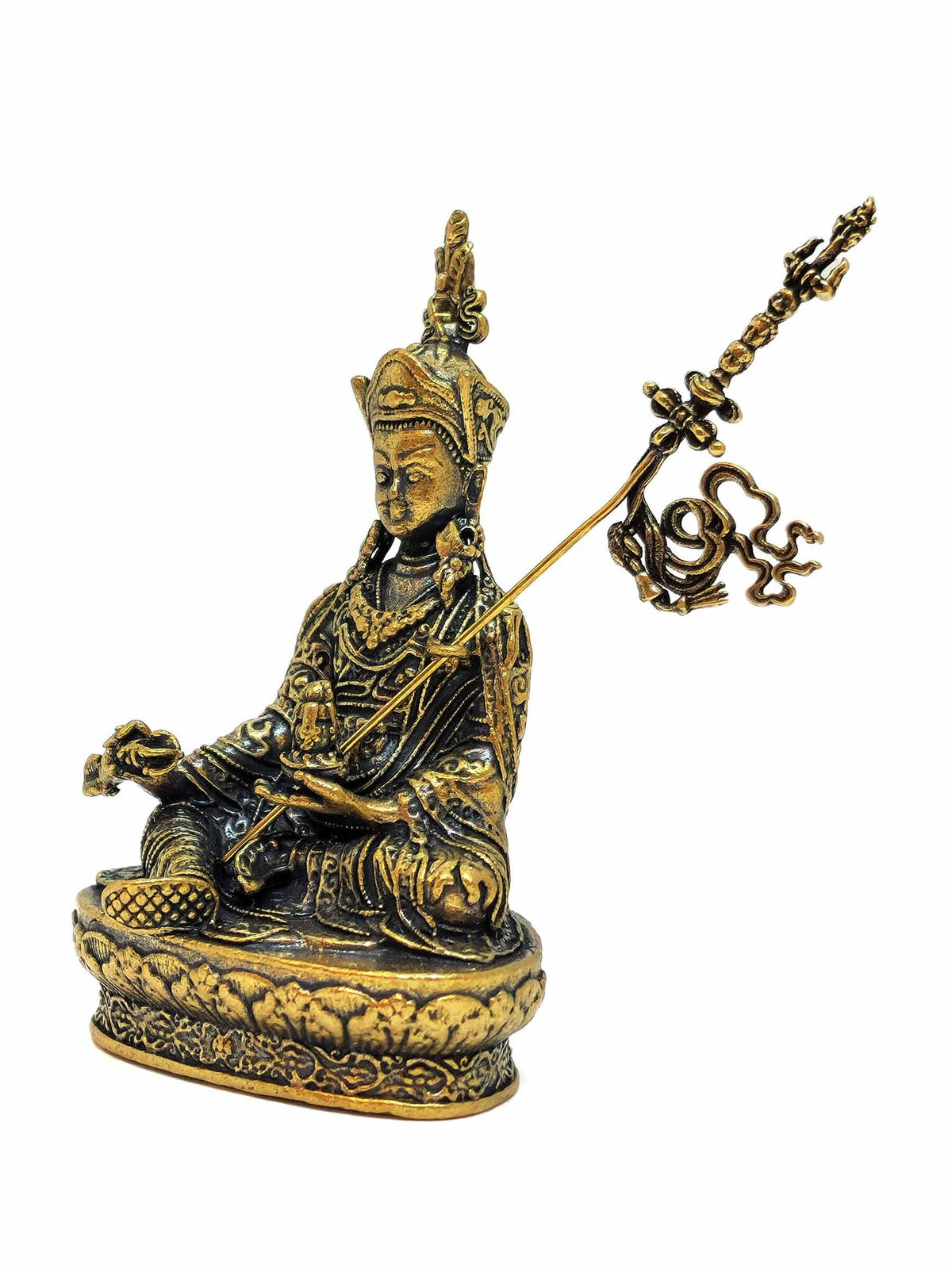 Tibetan Guru Rinpoche Statue in Copper, Symbol of Wisdom and Protection, 6.5cm