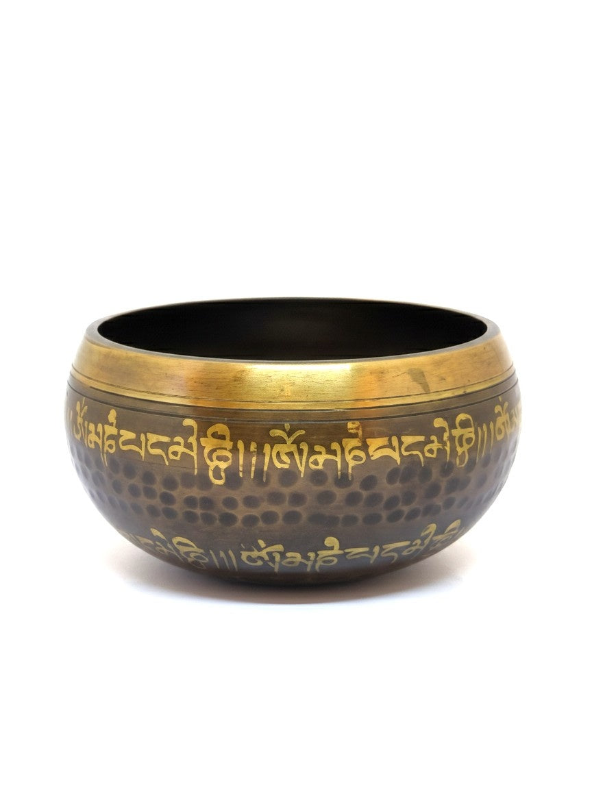 Tibetische Klangschale 3-teiliges Set Messing Mantra Om Mani Padme Hum, Ø 11cm, 390g