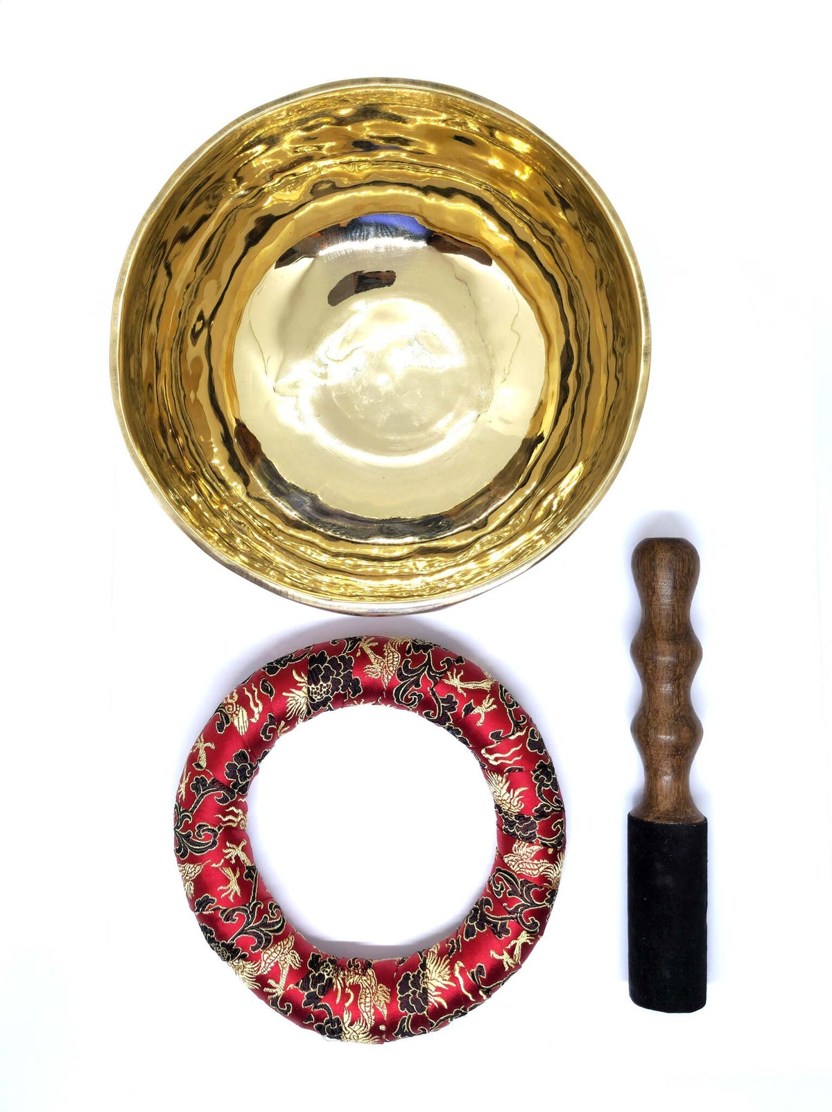 Handgefertigte tibetische Klangschale - goldene Harmonie, Ø 18-20cm, 800g