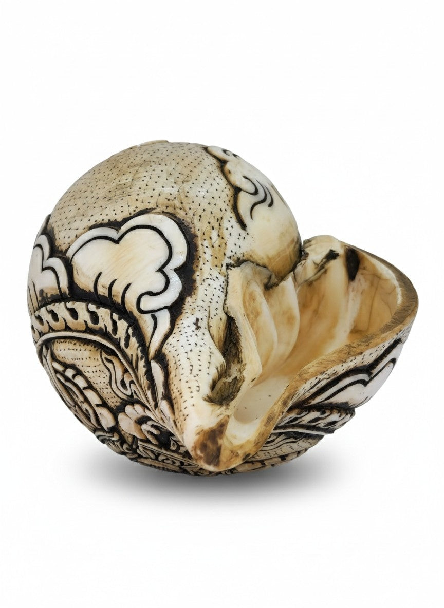 Tibetan Carved Double Dorje Conch Trumpet Dung-Kar