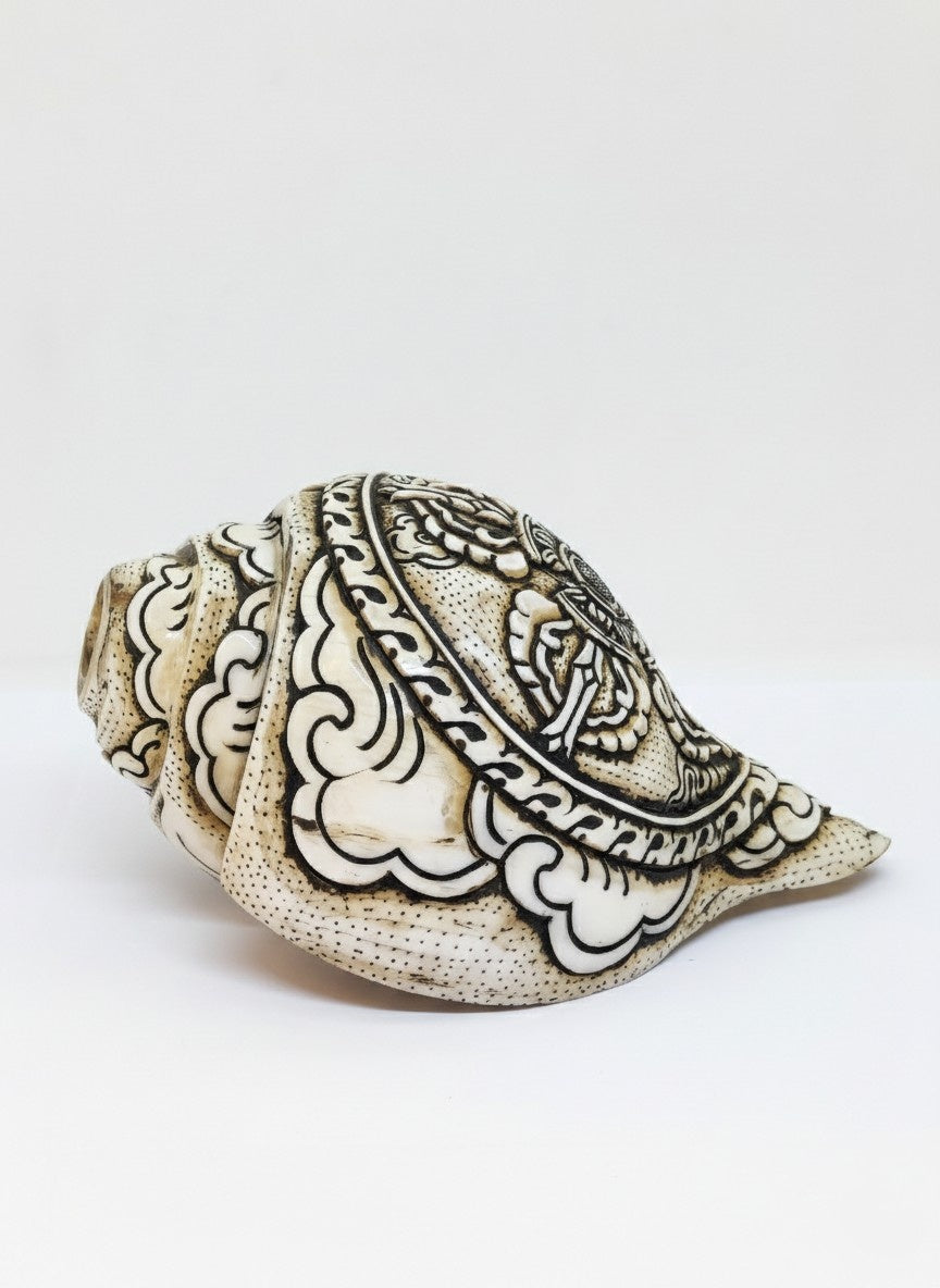 Tibetan Carved Double Dorje Conch Trumpet Dung-Kar