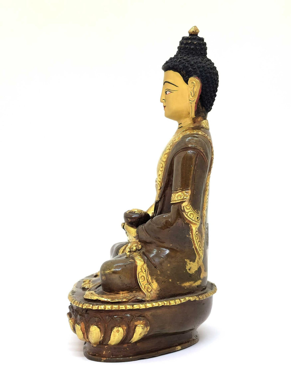 Statua tibetana di Öpakmé Buddha Amitabha, fatta a mano in ottone e rame, in parte dorata, 14cm