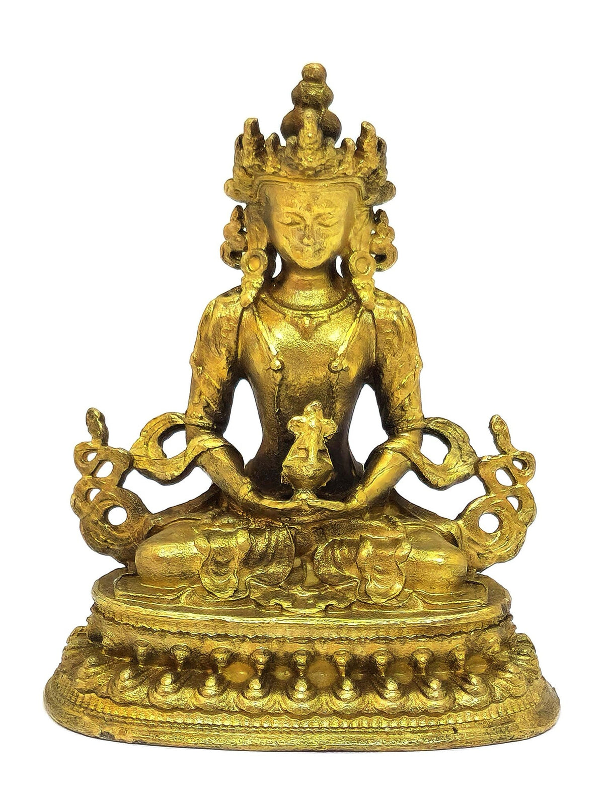Tibetan Tsepakme Statue, Buddha of Long Life in Copper, 6 cm