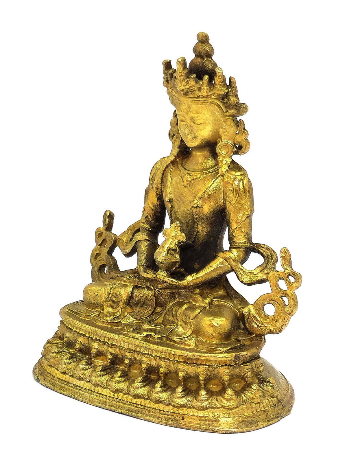 Tibetan Tsepakme Statue, Buddha of Long Life in Copper, 6 cm